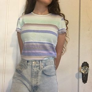 multicolor pastel striped t-shirt